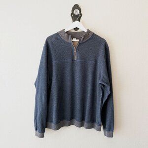 Cutter & Buck Men’s Blue ¼ Zip Pullover Sweater Cotton Casual Size M Golf